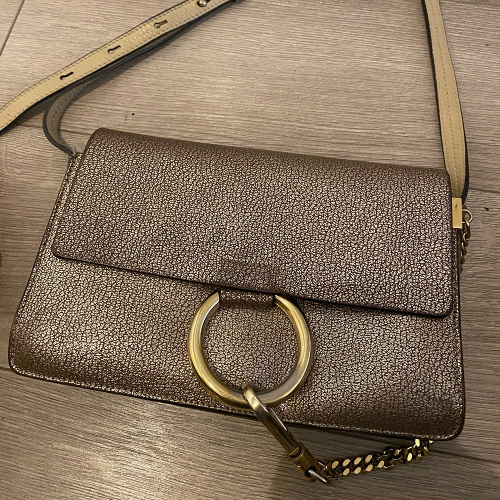 Chloe metallic goatskin small Faye crossbody bag